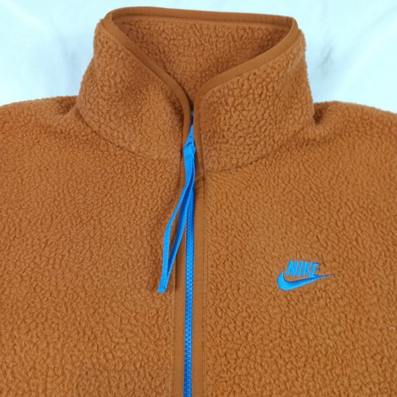 Nike Sportswear Sherpa Fleece Full Zip Jacket Rust Orange DD5021-246 Size M NWT - Picture 3 of 4